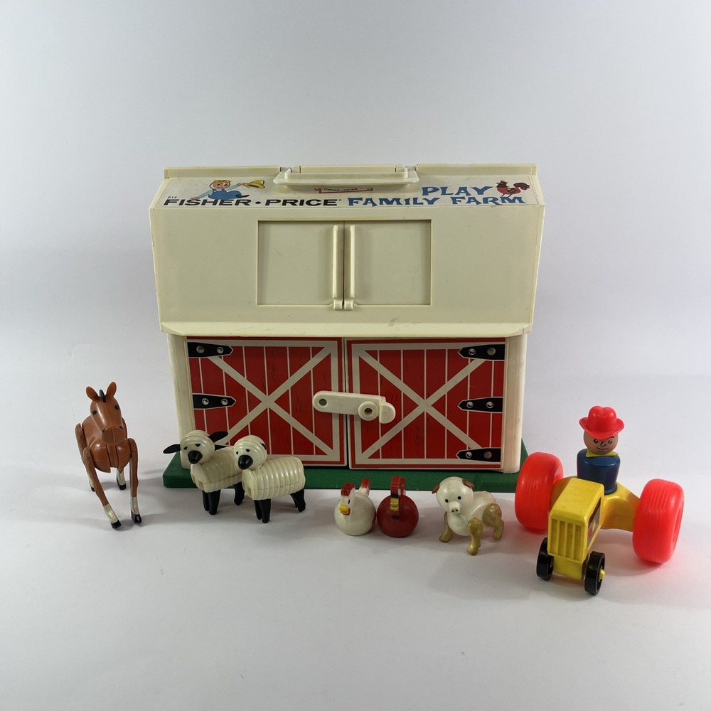 Vintage Fisher Price Little People Play Family Farm Barn Playset, no Silo,no moo